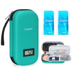 YOUSHARES Pochette Isotherme Insuline Voyage, Trousse Isotherme Stylo Injection Affichage de la Température avec 2 Poche de Glace Approuvée par TSA, Sac Isotherme Medicament pour Diabetique, Vert (Heartorigin-FR Direct, neuf)