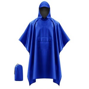 Coutyuyi Imperméable Poncho Pluie Unisexe, Poncho/Tapis de Camping/Ombre de Camping Multifonctions 3 en 1 Veste Coupe-Pluie Cape imperméable pour la randonnée,Camping(Bleu,L) (Coutyuyi outdoor, neuf)
