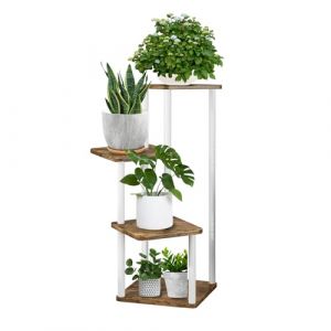 MUAEEOK Support pour plantes d'intérieur à 4 niveaux en métal pour plusieurs plantes, supports de fleurs d'angle pour terrasse, jardin, salon, balcon, chambre à coucher (4 niveaux, blanc) (BoYee-eLife, neuf)