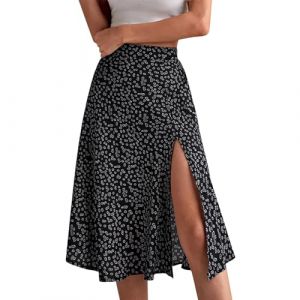 Générique Jupe Longue Femme Ete Fluide Bohème Jupe de Plage Femme Robe Florale Femme Chic Jupe Taille Haute Decontractée Jupes Femmes D éTé Jupe Mi Longue Femme Jupe Portefeuille Femme Femme Mode (KEIDE, neuf)