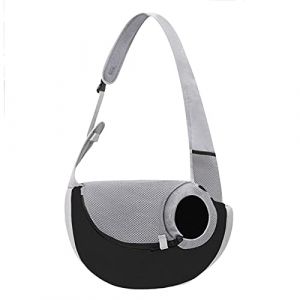 Sac de Transport Chiot Sac &agrave; Chat Porte Smartphone Sac Messag&egrave;re Pochette avec Ceinture de s&eacute;curit&eacute; Bandouli&egrave;re Non r&eacute;glable pour Rando avec Chihuahua Taille M Noir (YJZQ, neuf)