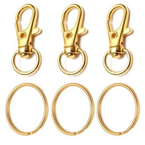 80 Pi&egrave;ces Mousqueton Porte Clef Anneaux, Attache Porte Cl&eacute;, Fermoir Mousqueton Crochets de Cl&eacute;s Avec Porte-cl&eacute;s, Pivotant Keychain Pivotant en M&eacute;tal, pour la Fabrication de Cl&eacute;s, L'artisanat (dor&eacute;) (BoAoXin, neuf)