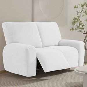 FANSU Housse de Fauteuil Relax Extensible 1 Places, Housse de Fauteuil Relax Inclinable Electrique avec Poche, 6 Pi&egrave;ce Lavable Protege de Meubles pour Canap&eacute; Inclinable (Blanc,2 Places) (JINBO, neuf)