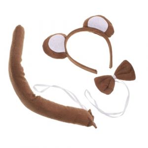 PLAFOPE 9 Pièces Robe De Fête Costume De Singe Animal Noeud Bandeau Oreilles De Lapin Déguisement De Singe Adulte Bandeaux Animaux Ensemble De Jeu Pour Enfants Groupe (Comexs, neuf)