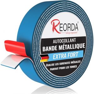 REORDA&reg; Bande M&eacute;tallique Auto-Adh&eacute;sive Bleu Id&eacute;ale pour Figurines Tonies&reg; & &Eacute;tag&egrave;res (Extra Fort) - Ruban pour Aimants I Bande de Fer Ruban Ferreux (DUMUNDU, neuf)