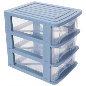 Homoyoyo Organiseur de Bureau &agrave; 3 Tiroirs Transparents Bleu, Bo&icirc;te de Rangement Maquillage Multifonction, Grand Conteneur de Rangement Plastique pour Cosm&eacute;tiques et Fournitures, pour (S Wisdom HF, neuf)