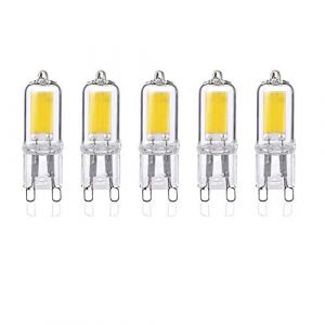 ZFQ Lot de 5 Ampoules LED G9 2W, &Eacute;quivalent &agrave; Halog&egrave;nes 25W, couvercle en verre, 6000K Blanc Froid, 250 Lumens, Angle de faisceau 360&deg;, 80 Ra, AC 220-240V, Non dimmable (ZFQ, neuf)