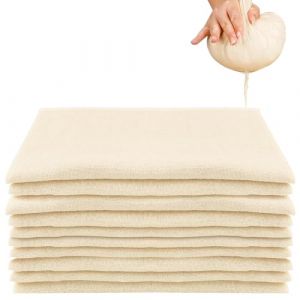 Nadinsta 10 Pièces Etamine Alimentaire, 50x50cm Etamine, Cheese Cloth non Blanchie, Mousseline Alimentaire Lavable, Réutilisable Tissu Filtrant en Coton Ultra Fine pour Filtrer Tofu Beurre Jus Yaourt (ZhiShangYuanPing, neuf)