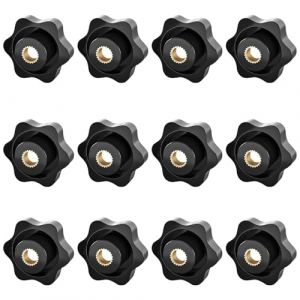 SYEYCW 12 Pièces Ecrou à PoignéE en Étoile M6, 32mm Écrous de Serrage, Noir Bouton de Serrage à Filetage, Plastique Vis MoletéE Moleté, pour Machines et Équipements, Meubles, Appareils de Fitne (XUANWEI STORE, neuf)
