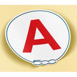 SC &reg; - Sticker/Autocollant - Disque A - Fiat 500 - Jeune Permis - Jeune Conducteur - 6 couleurs au choix - Fabrication Fran&ccedil;aise (Bleu Fonc&eacute;) (S-C, neuf)