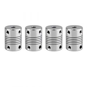 Jopto Lot de 4 raccords flexibles de 5 mm à 5 mm pour moteur pas à pas en alliage d'aluminium Compatible avec imprimante 3D Creality CR-10 CR-10S S4 S5 Makerbot RepRap Prusa i3 ou machine CNC (Jopto, neuf)