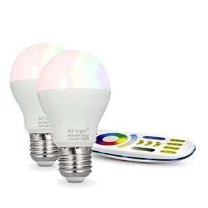 lighteu®, 2x 6W E27 Milight MiboxerWiFi E27 6W 2.4G RF télécommande Ampoule LED RGBCCT avec télécommande 4 zones (LIGHTEU GMBH, neuf)