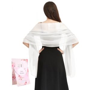 Niwicee Foulard Femme Etole Mariage Femme Chic &Eacute;charpe Long Ch&acirc;les Chatoyantes Dor&eacute; &Eacute;charpe Soir&eacute;e C&eacute;r&eacute;monies F&ecirc;tes Mariage Ch&acirc;le Style Noble &Eacute;l&eacute;gant &Eacute;tole Pour Cocktail Soir&eacute;e Gala-Blanc (Veayada, neuf)