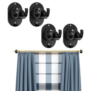Support Tringle 4 Pi&egrave;ces Rideaux Sans Percage Crochet Noir Sans Percage Crochet pour Fenetre a Clipser Rideau Adhesif Accroche Tringle Percage pour la Salle de Bain,la Maison (YUZHEKJ, neuf)