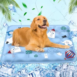 Tapis rafraîchissant pour Animaux de Compagnie Matelas rafraîchissant,Coussin rafraichissant pour chien Injection d'eau,Matelas Refrigerant Cooling Mat d'Été pour Chenils,60x90cm,XL,Moulin à vent bleu (Dongguanshikangdayiliaoshebeiyouxiangongsi, neuf)