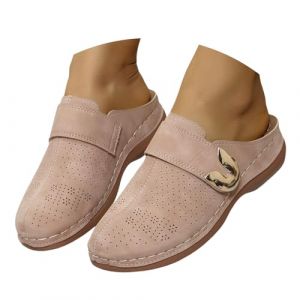 Sabots compens&eacute;s pour femmes &agrave; enfiler &agrave; bout ferm&eacute;, mules sabots pour dames, chaussures orthop&eacute;diques coupe large, mules sandales &agrave; petit talon compens&eacute;, sandales de marche rembourr&eacute;es avec soutien (phugahg, neuf)