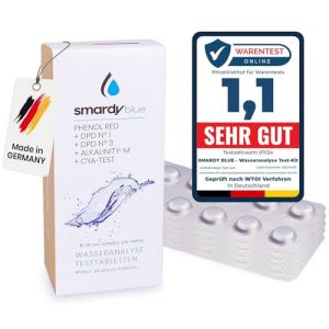 smardy Kit - 50x Comprimés de Test Photomètre - 10x Phénol Red, DPD1, DPD3, Alka-M, CYA-Test pour Testeur d'eau Electronique (A & B GmbH, neuf)