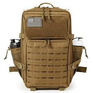 QT&QY Sacs à dos tactiques militaires pour hommes Sac de jour Molle 35L/45L Grande capacité sac à dos de fitness Sac à dos de randonnée avec porte-bouteille (Panda Outdoor Explorer-FR, neuf)