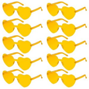 SelfTek Lunettes Cœur, 10 Paires Lunettes en Forme de Cœur, Lunettes De Soleil Coeur, Lunette Soiree de Fête pour Anniversaire, Mariage, Carnaval, Accessoires Photo pour Femmes, Hommes(Jaune) (SelfTek Direct, neuf)
