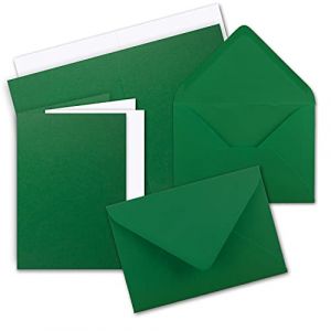 Lot de 10 cartes pliantes format A5 &ndash; Vert fonc&eacute; avec enveloppes C5 et feuilles int&eacute;rieures assorties en blanc &ndash; Cartes pliantes vierges 14,8 x 21 cm (GUSTAV NEUSER GmbH, neuf)
