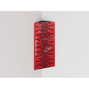 Lot de 2 pi&egrave;ges &agrave; basses d'angle acoustiques &eacute;troits | Diffusion - R&eacute;flexion - Insonorisation - Isolation | 23x50cm | Plaques perfor&eacute;es de couleur : (Plastique rouge brillant, WAVE) (ATB-SOUND, neuf)