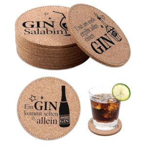 SOVYTH Lot de 9 dessous de verre de 10 cm avec dictons de gin - Pour les amateurs de gin et les buveurs de gin (dictons en allemand) (MARK & BRANDS SHOP, neuf)