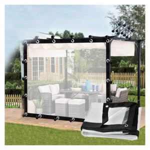CYTZS Rideau pour Terrasse Extérieure Bâche Transparente en PVC avec Œillets Panneaux Latéraux Imperméables pour Balcons, Toits, Pergolas, Personnalisable(2x4m/6.56x13.12ft) (Belle époque, neuf)