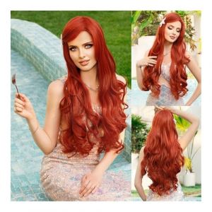 Perruque sirène habiller cheveux longs bouclés glace bleu dégradé sirène Cosplay perruque(Dirty orange) (zhuyanbo, neuf)