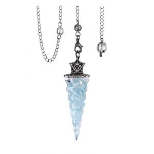 Jovivi Pendule En Pierre Précieuse 7 Pierres Chakras Pendule En Forme De Coquillage Avec Chaîne Pour Reiki, Guérison, Méditation, Yoga, Divination (7 Chakras) (Aquamarine) (kaenmis, neuf)