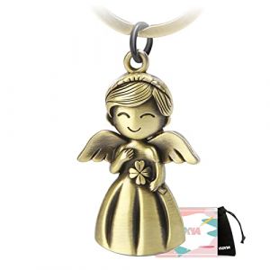 GZXYA Porte-clés ange gardien porte-bonheur avec trèfle pour examens ou voiture, idéal comme cadeau pour femme, petite amie, collègues (ange, Bronze, mm, Porte-bonheur (GZXYA, neuf)