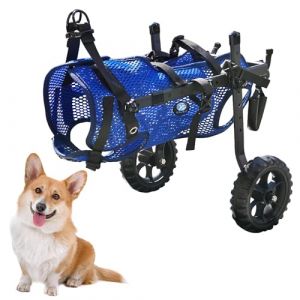 KAJILE Fauteuil Roulant Pliant pour Chien à 2 Roues,Fauteuil Roulant à Pattes Arrière pour Petit Animal de Compagnie,Support Réglable en Tissu Maillé,Bleu,M (Holiday beach, neuf)