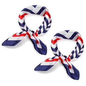 SATINIOR 2 Foulards Marins Écharpe Carrée Nautique Foulard Rouge Blanc Bleu en Soie Imitée pour Hôtesse d'Air (Mode, 50 x 50 cm) (kunmingmudingdianzishangwuyouxiagongsi, neuf)