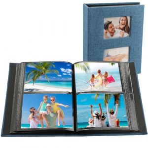 Album Photo 10x15, 200 Photos Album Photo Pochette, Album Photo Grand Format, Couverture en Lin Naturel Album Photo, Album Photos, pour Famille, Mariage, Voyage(Bleu) (DHKJEU, neuf)