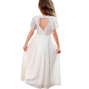 Aibaowedding Robe vintage en mousseline de soie à volants pour fille - Coupe A - Pour mariage, fête, demoiselle d'honneur, demoiselle d'honneur, Blanc., 6-7 ans (Emma D Make, neuf)