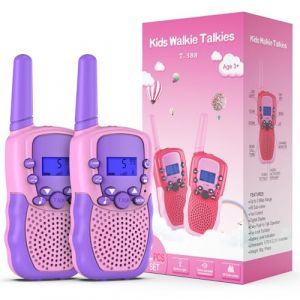 Kearui Jouets Filles 3-12 Ans, Talkies Walkies Enfants Radio à 2 Voies avec 8 Canaux, Lampe de Poche LCD Rétro-éclairée, Gamme de 3 Miles pour Aventures Extérieures, Camping, Randonnée (Rose Clair) (FAOODHO, neuf)