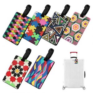 &Eacute;tiquettes Valise, 6pcs Etiquettes de Bagage en Silicone D'&eacute;tiquette De Sac &agrave; Main, Porte &Eacute;tiquette Bagage, pour Pr&eacute;venir la Perte des Sacs et Valises, (Motifs G&eacute;om&eacute;triques) (TaoTaoBu, neuf)