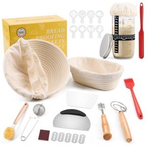 Clheatky Banneton Pain Rond & Ovale Set,12 Pi&egrave;ces Accessoire pour Faire du Pain, Kit Boulangerie Professionnel Rotin Naturel, Kit Pain au Levain pour les D&eacute;butants, les Boulangers Exp&eacute;riment&eacute;s (YIDU Trading Co.&nbsp;,Ltd., neuf)