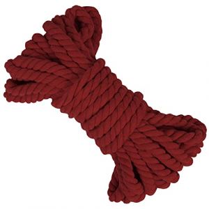 LEREATI Corde Macram&eacute; 8mm x 10m Fil pour Macram&eacute; Fil Coton Naturelle Grosse Corde Ficelle Macram&eacute;, Cordelette 8mm pour Bricolag Tricoter Mural Plante Suspendue Boho Decoration (Vin Rouge) (LEREATI, neuf)