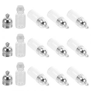 Baluue 12 Pi&egrave;ces Pendentif Flacon &agrave; Souhaits Verre Diffuseur Huiles Essentielles Pendentif Aromath&eacute;rapie Porte-huiles Essentielles Flacons De Rangement (Fortune Luck, neuf)