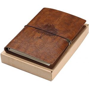 A5 Carnet, Cahier，Journal Intime, de cuir Notebook Rechargeable Voyageurs Carnet de Croquis Vintage Noël Saint Valentin Cadeaux Mariage Anniversaire Retraite Cadeaux pour Filles Garçons(Arbre Brun) (LoveYHome, neuf)