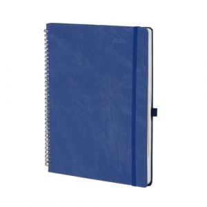 POPRUN Agenda 2026 Semainier A4 Grand Format 29,7 x 21 cm en Fran&ccedil;ais - Couverture Souple en PU Cuir Spirale, Intervalles de 15 minutes, D'Jan 2026 &agrave; D&eacute;c 2026, Papier 100 g/m&sup2;, Bleu fonc&eacute; (Time Works Wonders, neuf)