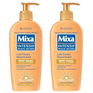 Mixa Intensif Peaux Sèches - Lait Corps Nourrissant Effet Soleil - Autobronzant - Hâle Doré Naturel Progressif et Uniforme - Peaux Claires - Hypoallergénique - Lot de 2, 250ml (OCTOPUS SERVICES, neuf)