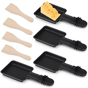 95Street Mini Poêles à Raclette,4 Pièces Coupelle Raclette Poêlon Revêtement Antiadhésif Mini Raclette Set pour Fromage Fondu Oeuf Frit,avec 4 Pelle en Bois (yujupiterKlub, neuf)