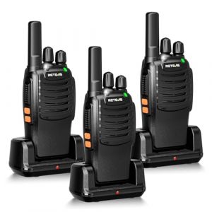 Retevis H777 Talkie Walkie, Talkie-Walkie Longue Port&eacute;e Appairage en Un clic, Alarme d'urgence, VOX, Type-C, Walkie Talkie Professionnel pour Commerce de Magasin, D&eacute;tail (Noir, 3 Pi&egrave;ces) (RetevisDirect, neuf)