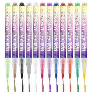 Stylos de Vernis &agrave; Ongles,12 Couleurs D Outils De Peinture &Agrave; Pointe Fine - Stylos de Vernis &agrave; Ongles &agrave; S&eacute;chage Rapide,Pour Femme M&egrave;re Jeunes D&eacute;butants Manucure Salon Maison (Trochate, neuf)
