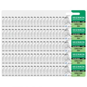 Seizaiken Seiko SR621SW 364 SR621SW Lot de 100 Piles pour Montre &agrave; l'oxyde d'argent 1,55 V 0% HG (P & F France, neuf)