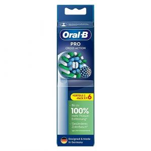 Oral-B Brosse &agrave; dents &eacute;lectrique Pro CrossAction, lot de 6, nettoyage sup&eacute;rieur des dents avec poils innovants en forme de X, original Oral-B Accessoire pour brosse &agrave; dents, fabriqu&eacute; en Allemagne, blanc (G Trading FR, neuf)