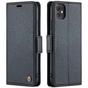QLTYPRI Coque pour iPhone 11 Etui avec [RFID Blocage], Housse en Premium Cuir Pochette Portefeuille Rabat Clapet Case Porte Carte Magn&eacute;tique &Eacute;tui pour iPhone 11 - Noir (zhihen, neuf)