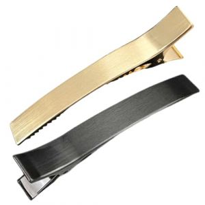 YAPKOLV 2 Pi&egrave;ces Barrette Cheveux Fran&ccedil;aise, Barrette Cheveux Femme, Barrette Cheveux Fille, Pince Cheveux M&eacute;tal, Bijoux Cheveux pour Femmes et Filles (Or + Noir) (MA SHIJIE UK SHOP, neuf)