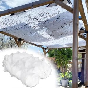 Filet Camouflage Blanc Renforcé 3x3m(9.8x9.8ft),Filet de Camouflage pour pergola,Protection Solaire,Filet Camouflage Photographie Animalière,Protection Jardin (QSLPLBHDLX, neuf)